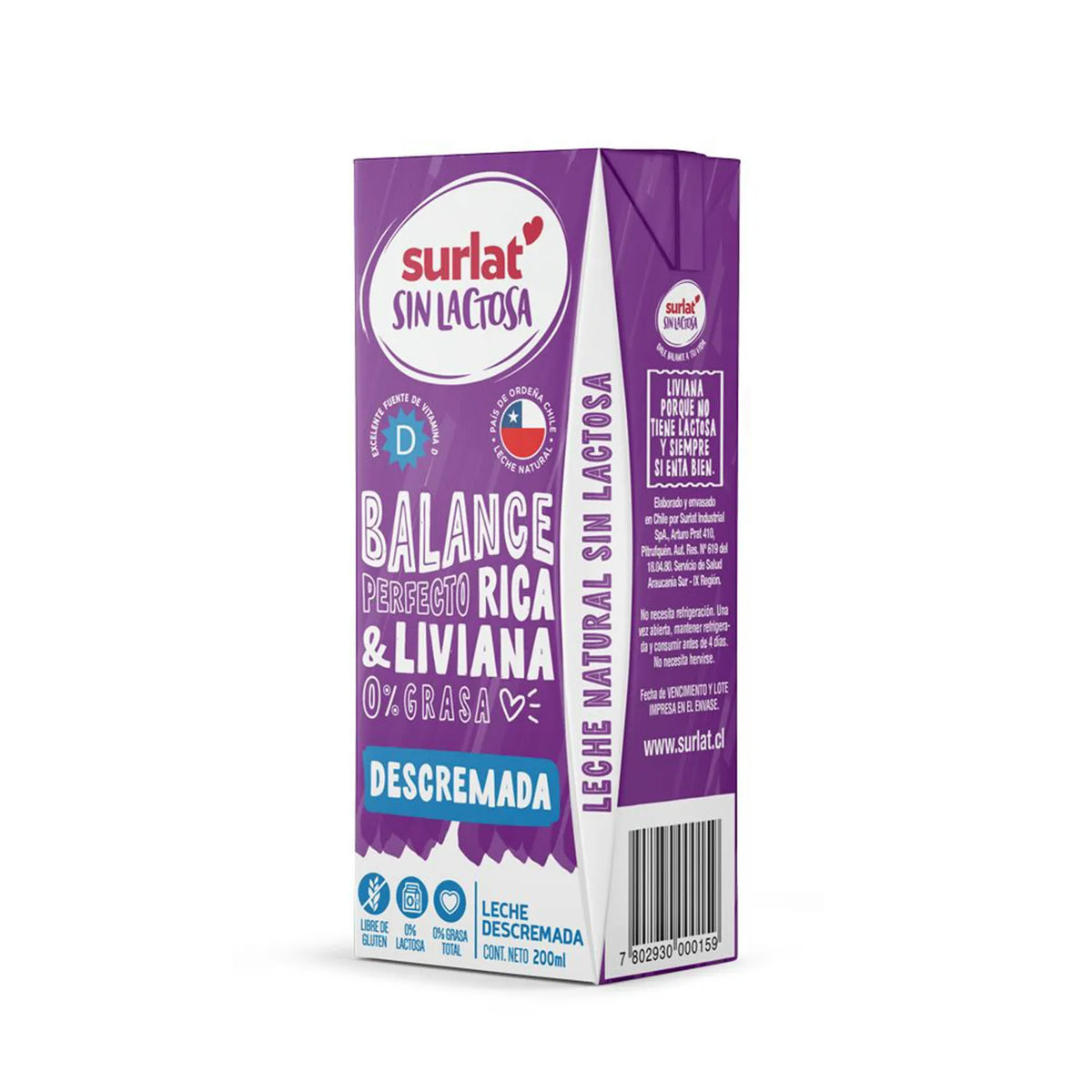 Leche Surlat Descremada Sin Lactosa 200 ml