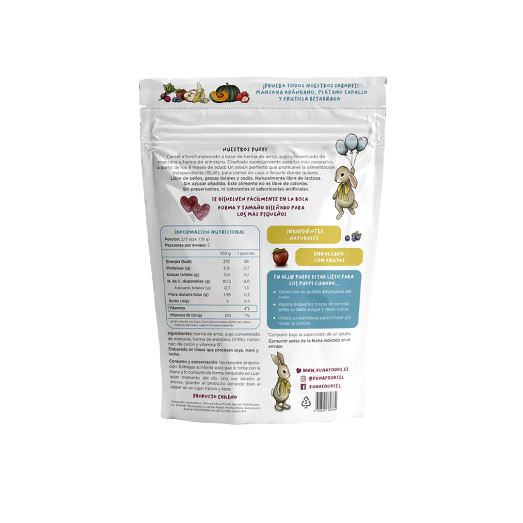 Kuna Foods Puffs Manzana Arándanos Familiar 50g