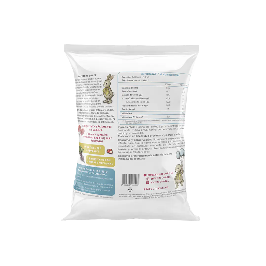 Kuna Foods Puffs Frutilla Betarraga 10g