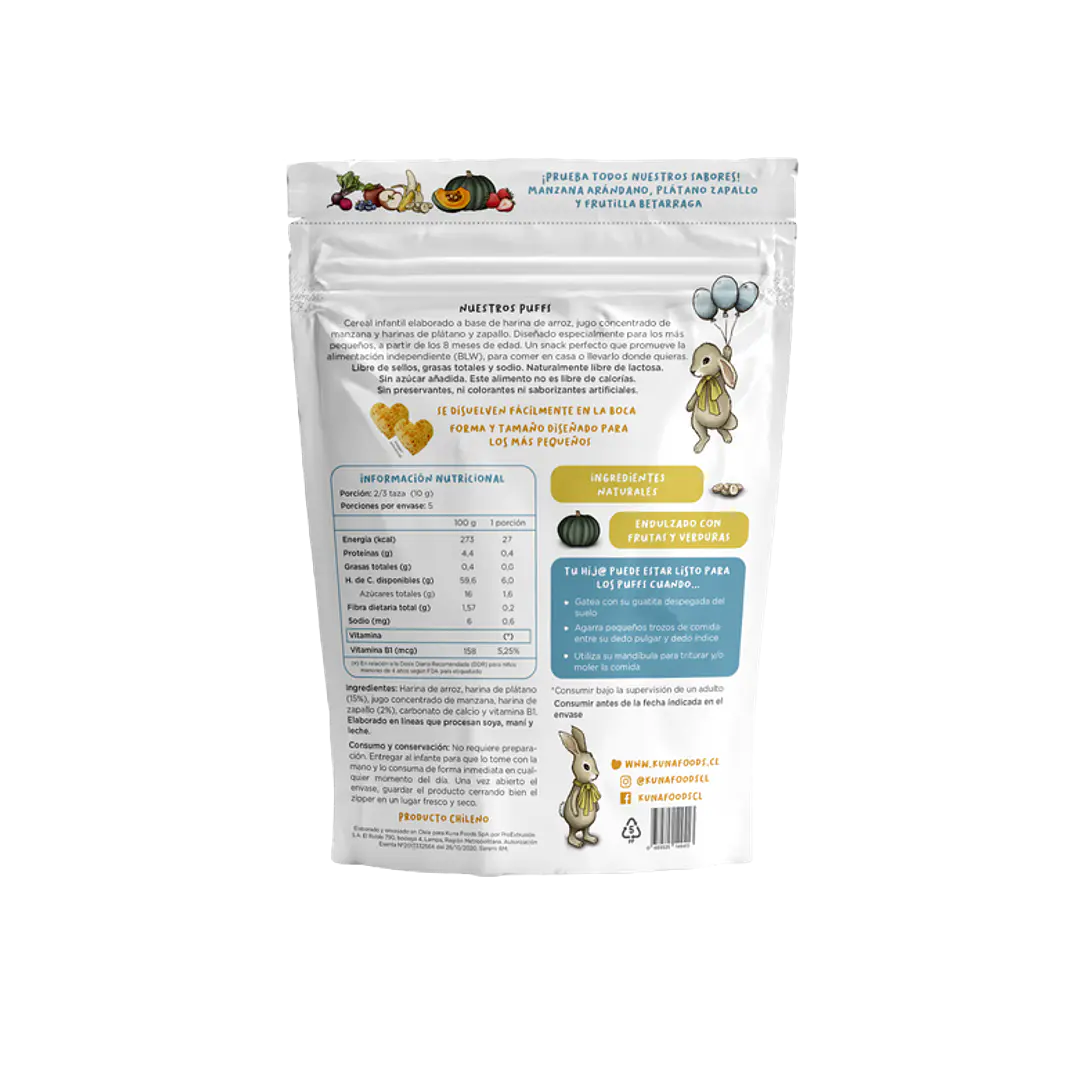 Kuna Foods Puffs Plátano Zapallo Familiar 50g