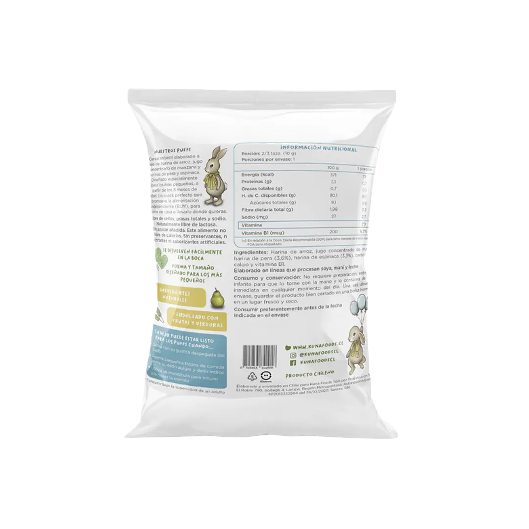 Kuna Foods Puffs Pera Espinaca 10g