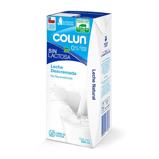 Leche Colún Descremada Sin Lactosa 200 ml