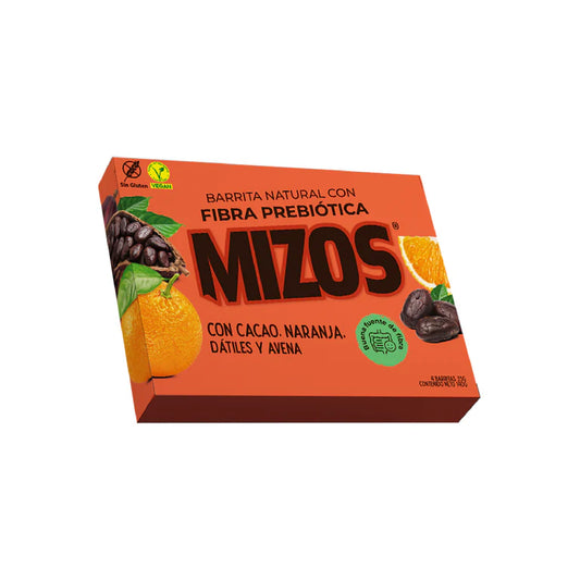 Barrita Natural Mizos Naranja Cacao con Fibra Prebiótica -4 und.