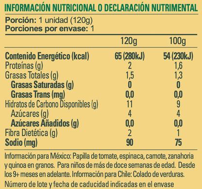 Smiley Kids Colado Orgánico Verduras con Quinoa