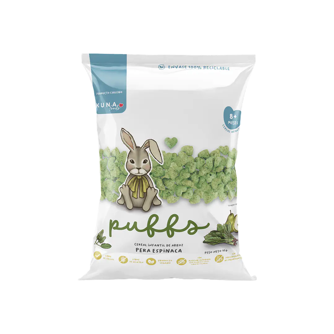 colación infantil Puff Kuna foods Pera Espinaca