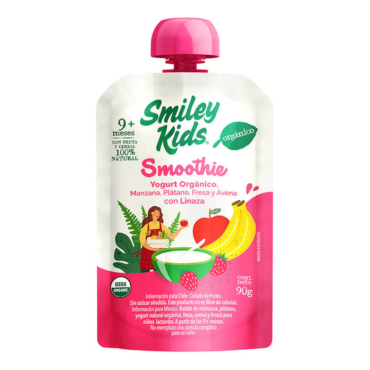 Smiley Kids Smoothie Orgánico Yogurt, Frutilla y Avena