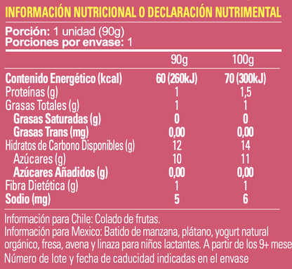 Smiley Kids Smoothie Orgánico Yogurt, Frutilla y Avena