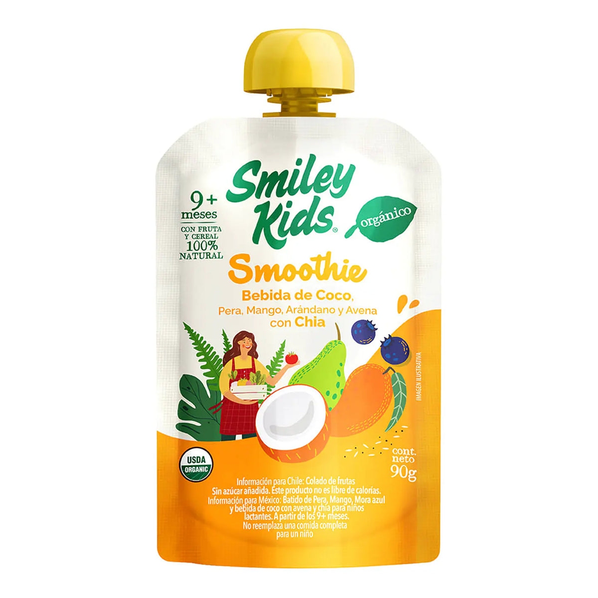 Smiley Kids Smoothie Orgánico Yogurt, Coco, Mango y Avena