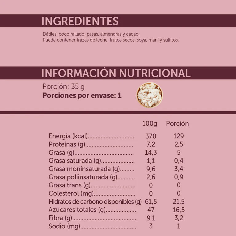 Barrita Natural Mizos Cacao Coco - Unidad