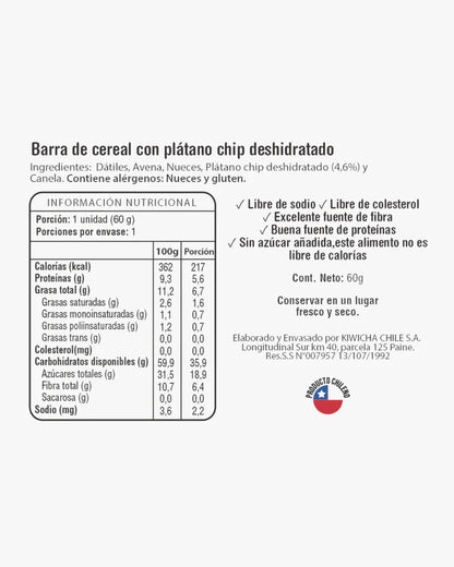 Barrita Energética Kiwicha Plátano Avena 60g